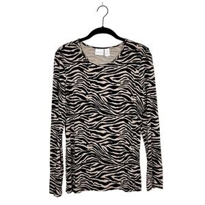 Chico's Karina Zebra Print Long Sleeve Stretch Knit Pullover Top Size 0 (Small)